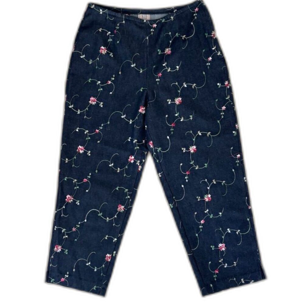 Susquehanna Trail Outfitters Floral Embroidered Denim Capri Pants Size 4P